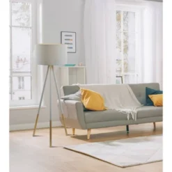 Natural Wood Louise Floor Lamp White - Adesso