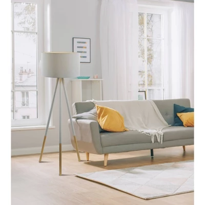 Natural Wood Louise Floor Lamp White - Adesso 3 Natural Wood Louise Floor Lamp White - Adesso