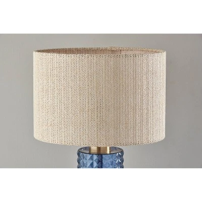 Glass Delilah Table Lamp Antique Brass/Blue - Adesso 5 Glass Delilah Table Lamp Antique Brass/Blue - Adesso - Image 3