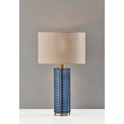 Glass Delilah Table Lamp Antique Brass/Blue - Adesso 4 Glass Delilah Table Lamp Antique Brass/Blue - Adesso - Image 2