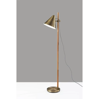 Bryn Floor Lamp Natural Rubberwood Antique Brass - Adesso 7 Bryn Floor Lamp Natural Rubberwood Antique Brass - Adesso - Image 5