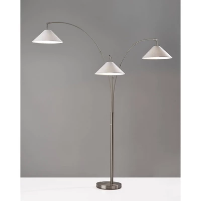 Braxton 3 Arm Arc Lamp Brushed Steel - Adesso 3 Braxton 3 Arm Arc Lamp Brushed Steel - Adesso