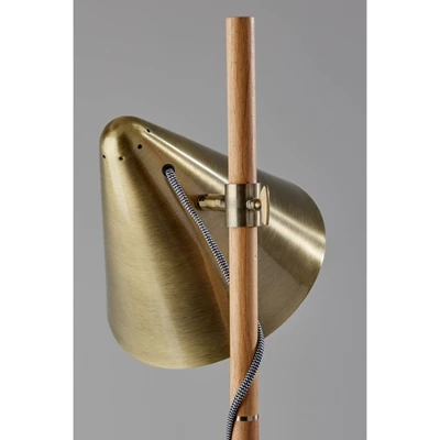 Bryn Floor Lamp Natural Rubberwood Antique Brass - Adesso 5 Bryn Floor Lamp Natural Rubberwood Antique Brass - Adesso - Image 3