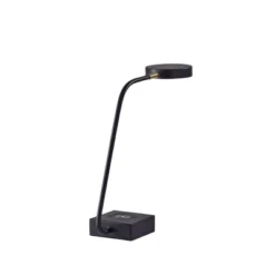 15.5" X 19" Conrad Adessocharge Desk Lamp (Includes LED Light Bulb) Matte Black - Adesso
