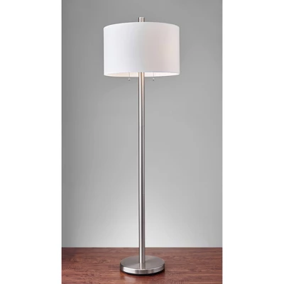 Boulevard Floor Lamp Silver/White - Adesso 3 Boulevard Floor Lamp Silver/White - Adesso